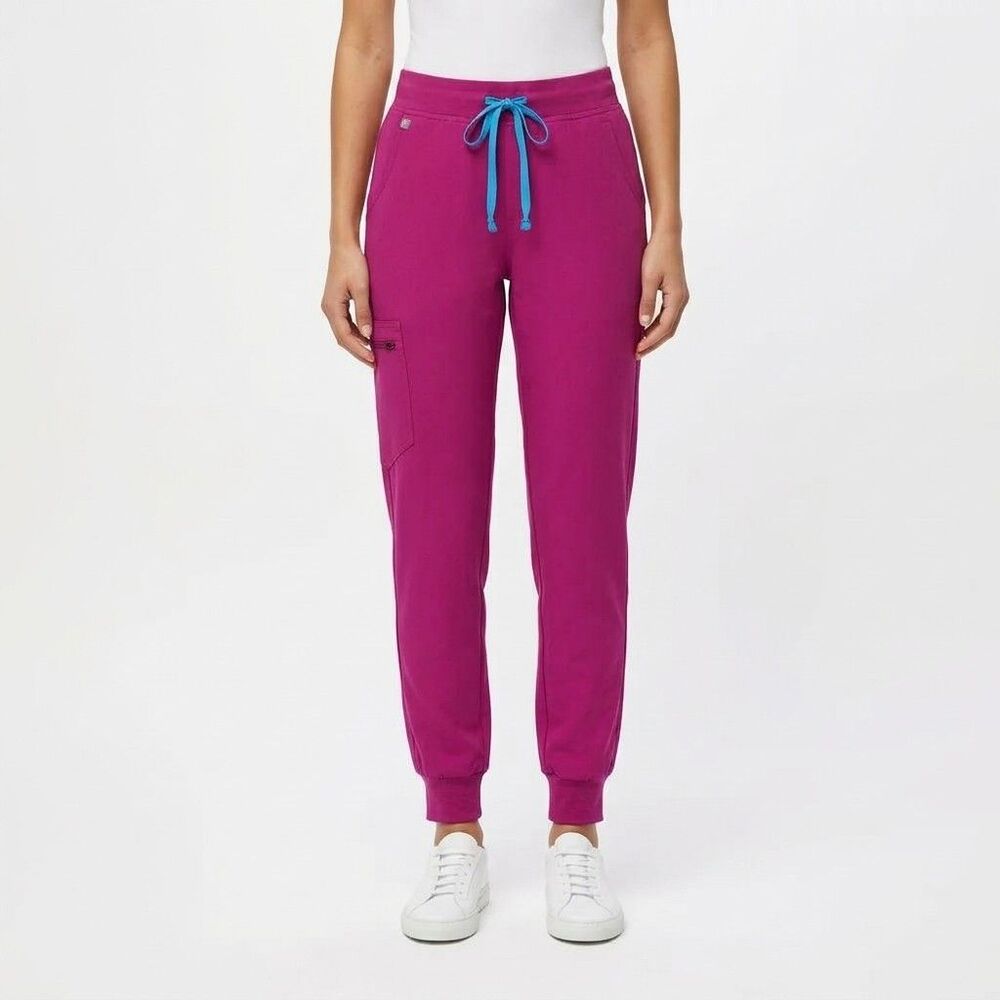 FIGS Zamora Jogger Scrub Pants Womens Medium Petite Raspberry Sorbet Pink